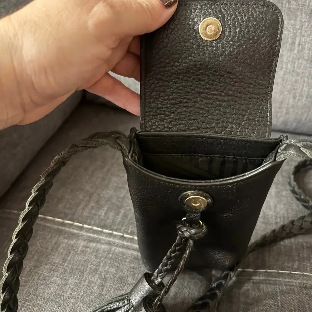 Rebecca Minkoff Isobel Black Pebbled Leather Phone Crossbody Bag